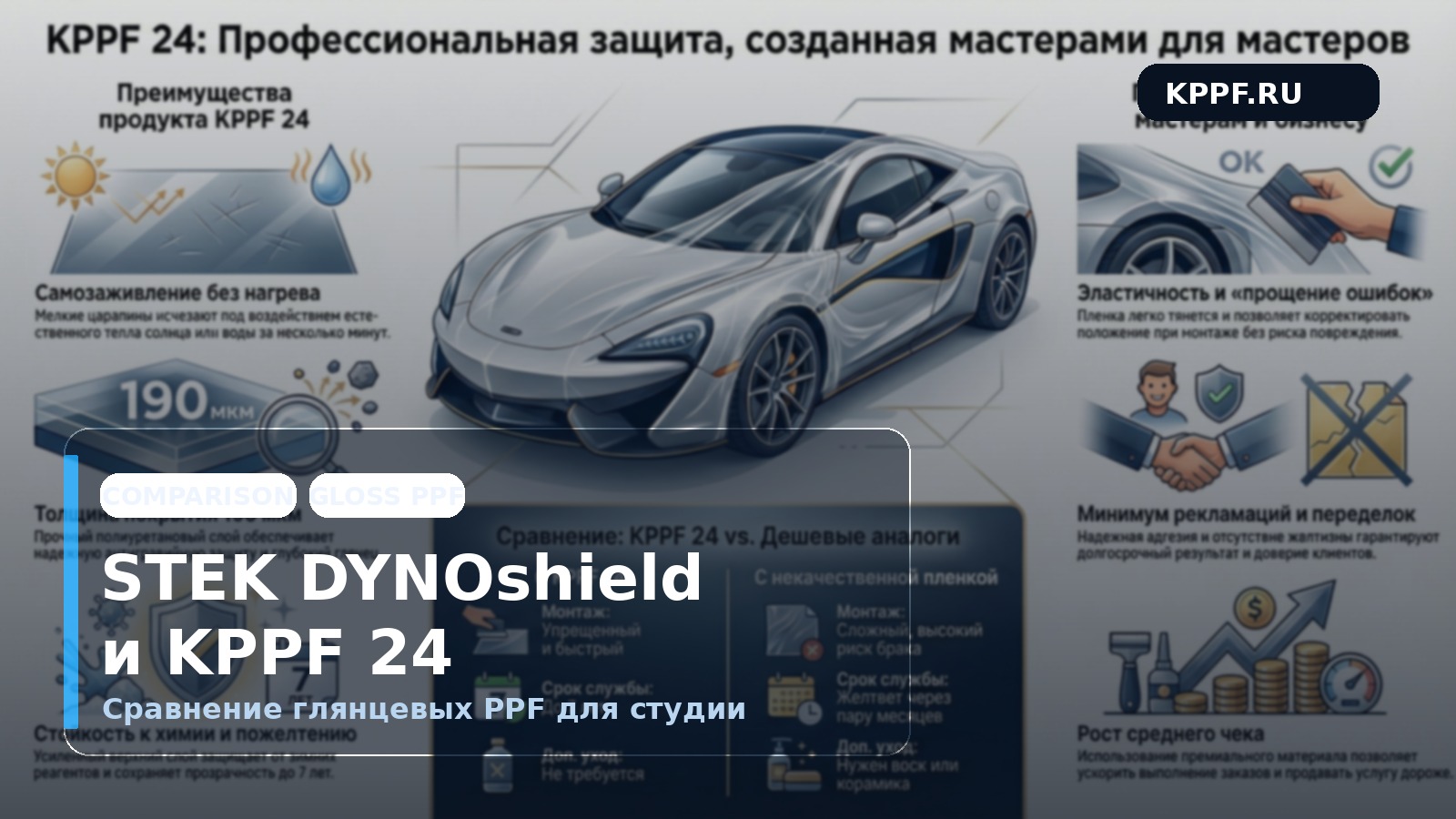 STEK DYNOshield и KPPF 24: сравнение глянцевых PPF